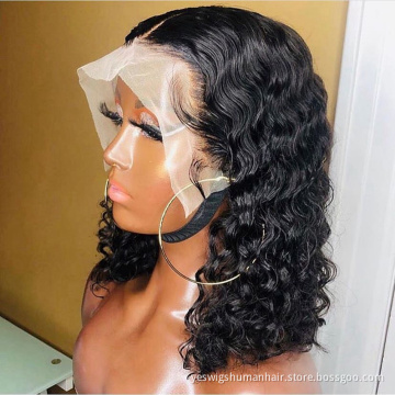 Curly Bob Wig Raw Brazilian Virgin Human Hair Hd Full Lace Front Wig For Black Women Deep Wave Perruque Bob Human Hair Lace Wig